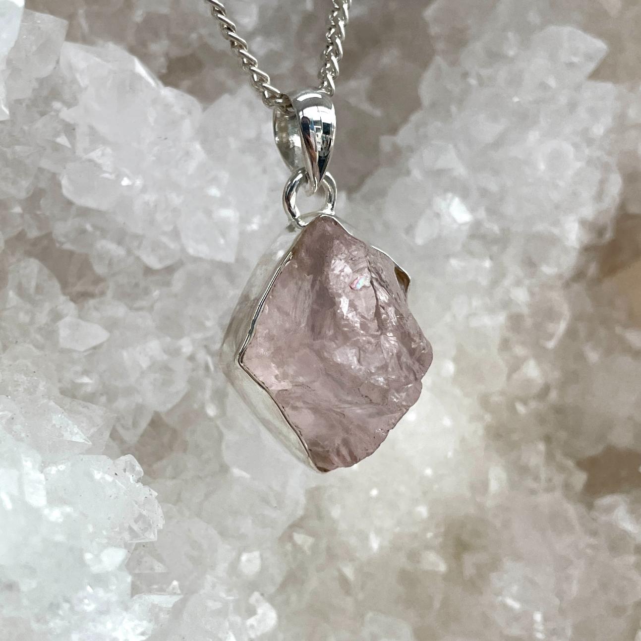 Sterling Silver Pendant - Rose Quartz - SP26 Sterling Silver Pendant - Rose Quartz - SP26